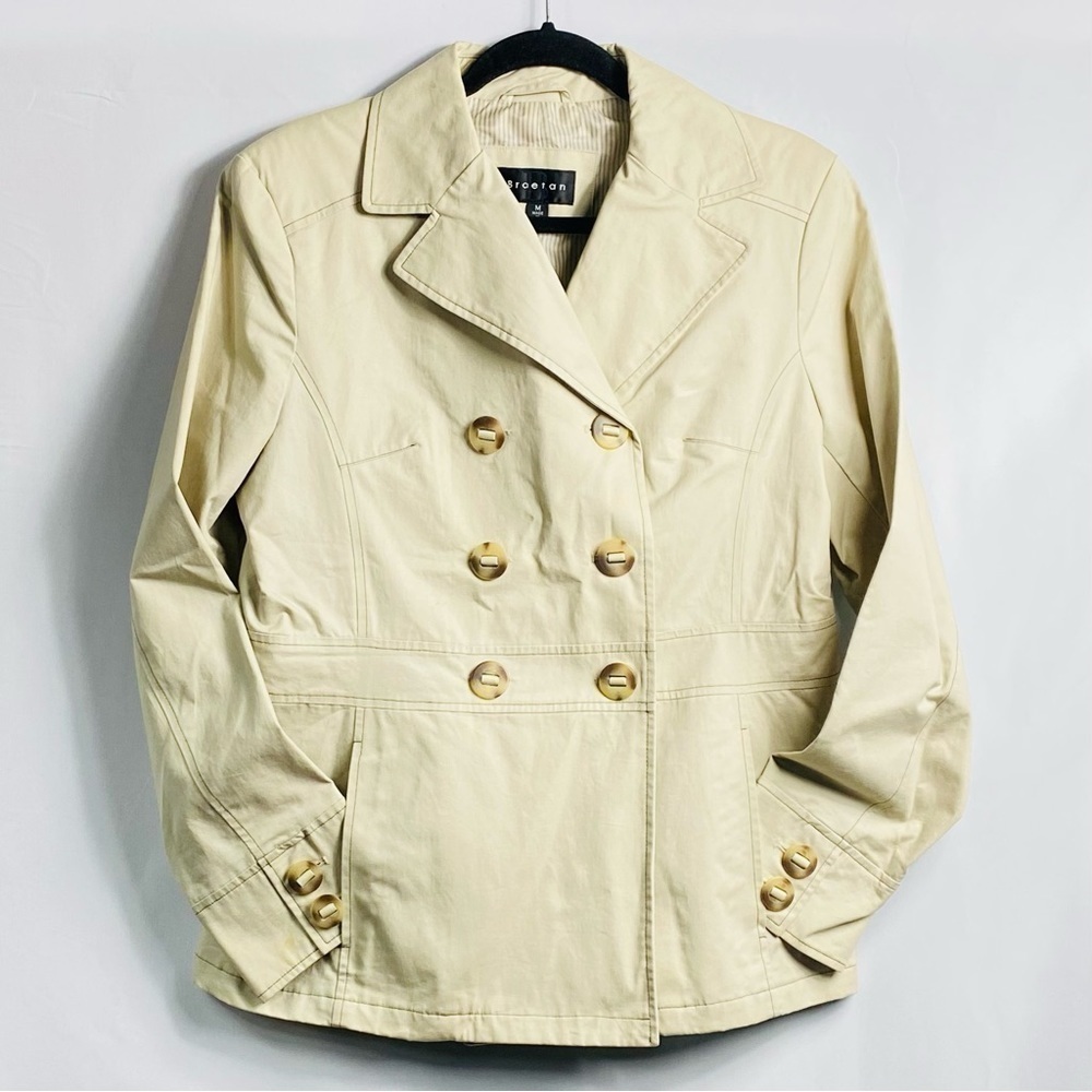 Braetan Women’s Medium Tan Double Breasted Button Down 100% Cotton Blazer/Jacket